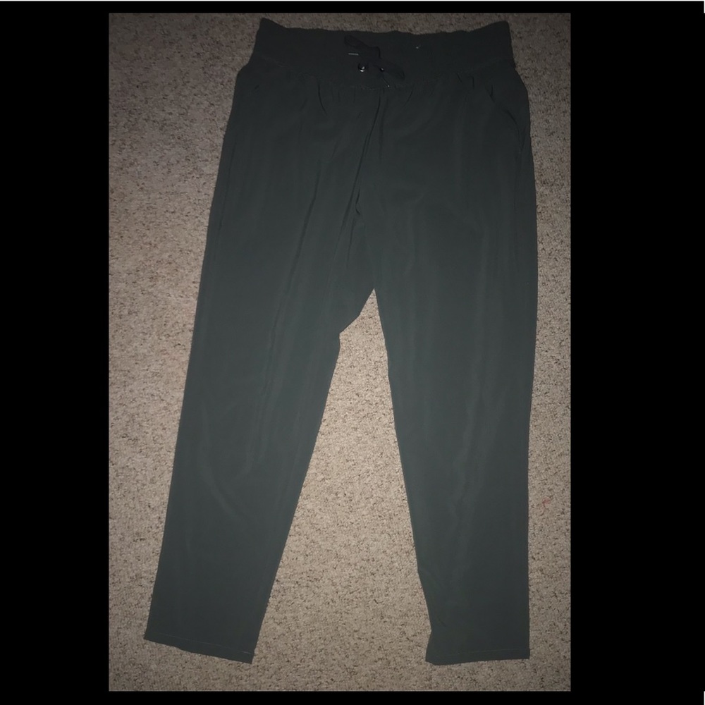 Olive green Xersion linen pants with drawstring